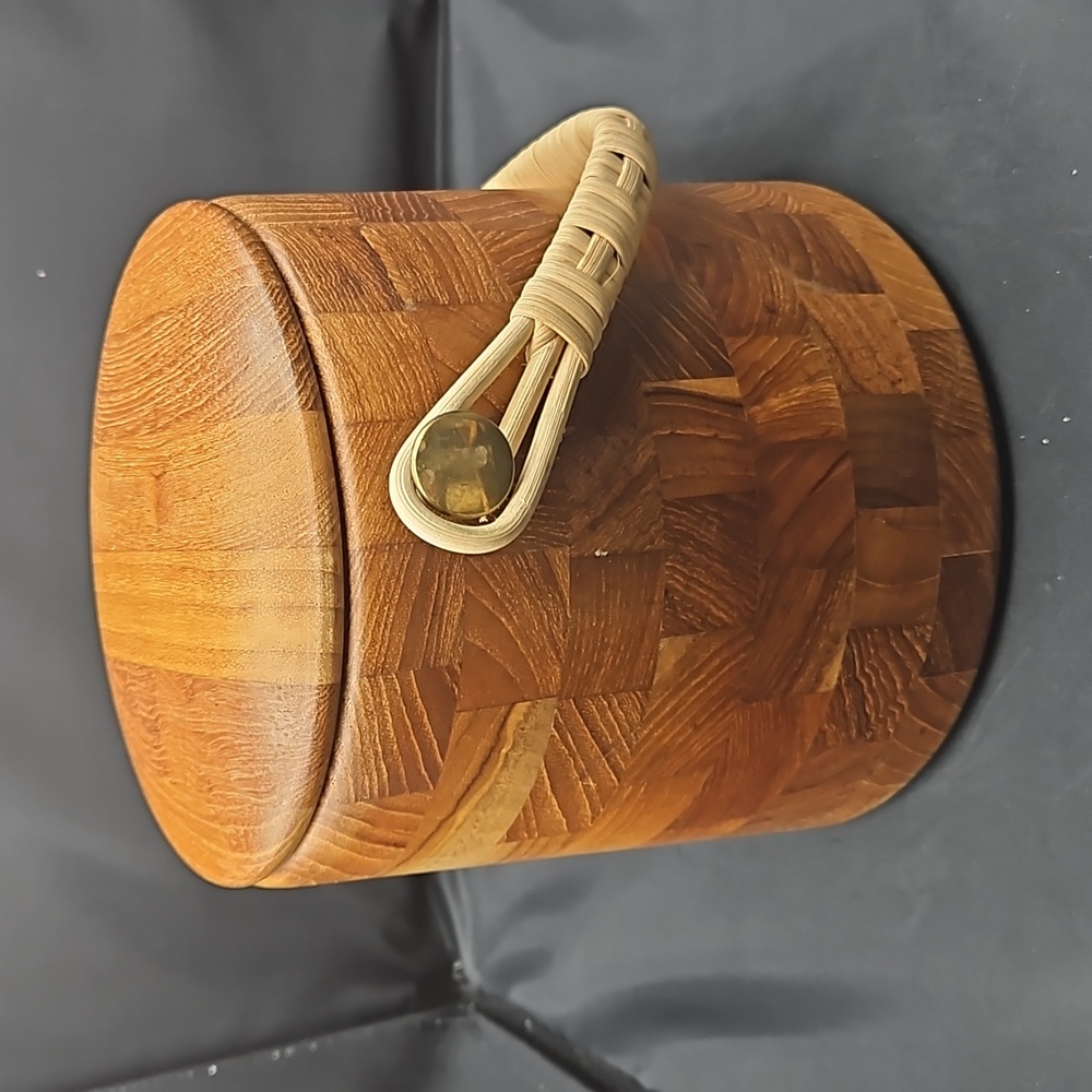 Danish mid century teak lid ice bucket.